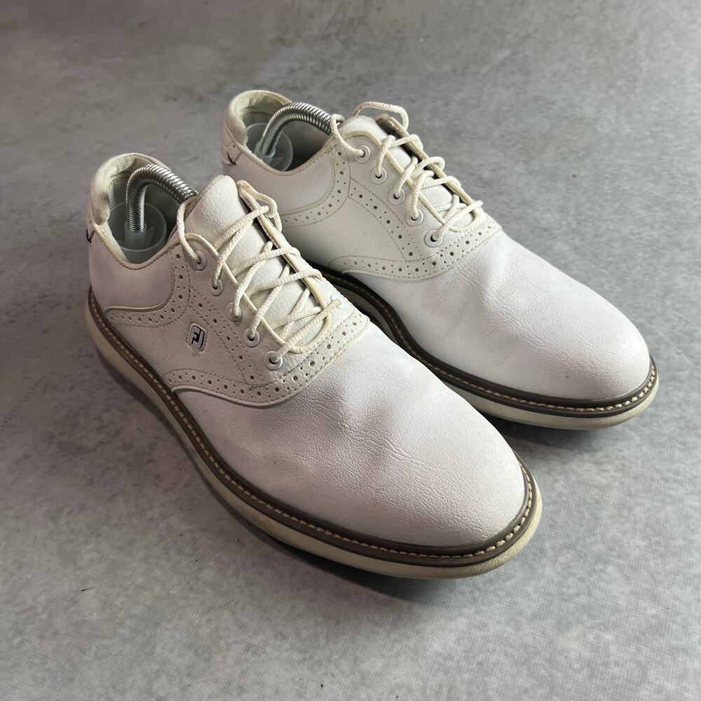 Footjoy Traditions White Leather Soft Spike Golf Shoes 57903 Men’s Size 9.5